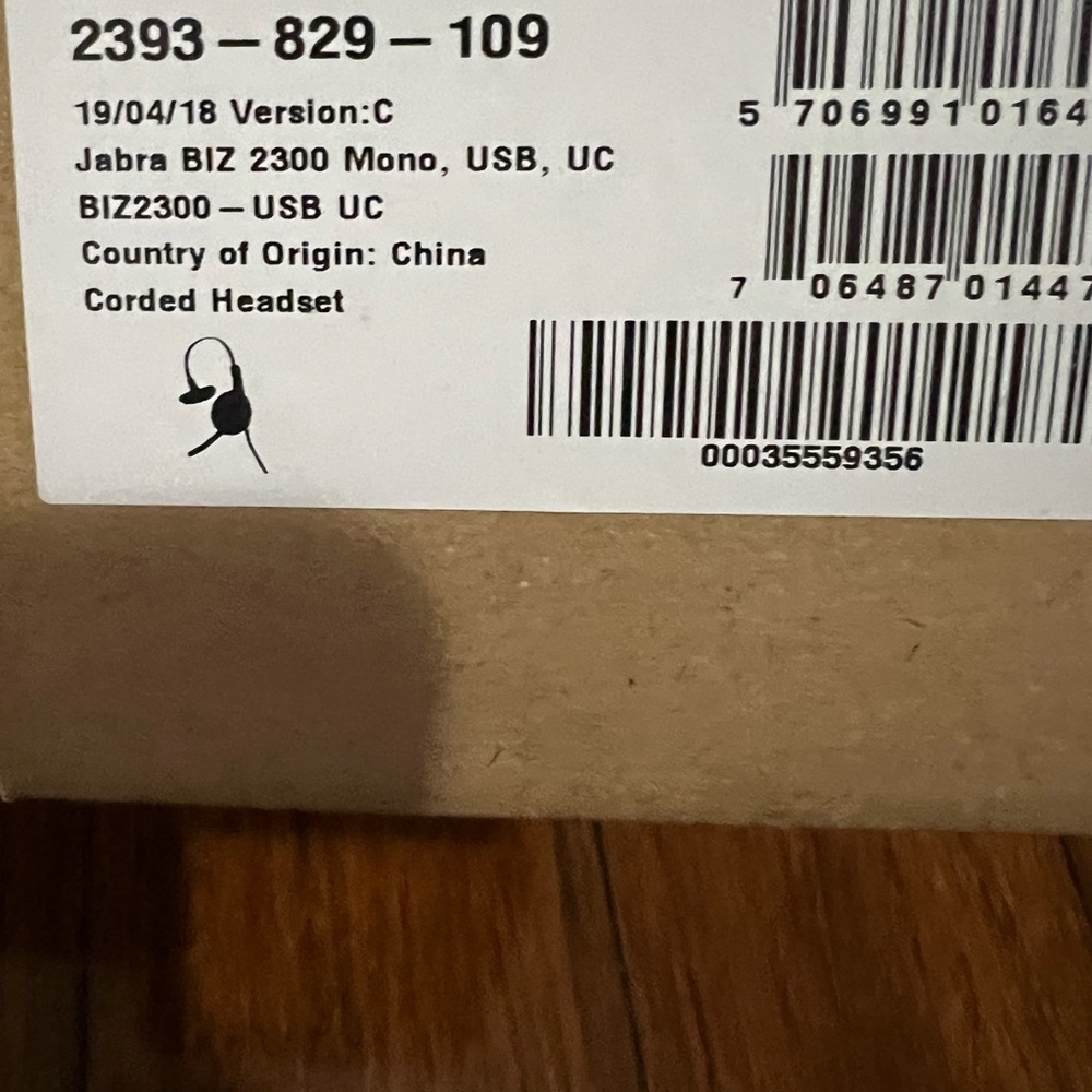 NIB Jabra BIZ 2300 Mono, USB, UC Headset